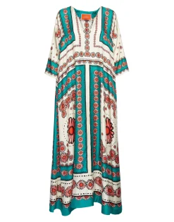 Muumuu DressDaisy Placée Turquoise in Twill Silk