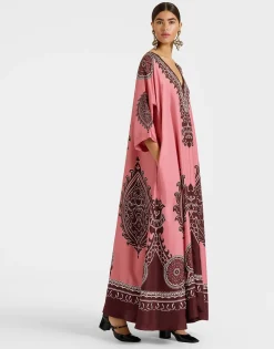 Muumuu DressOltrarno Plac&eacute;e Pink in Silk Twill