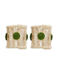 Napkin Rings Set Of 2Green in Iraca