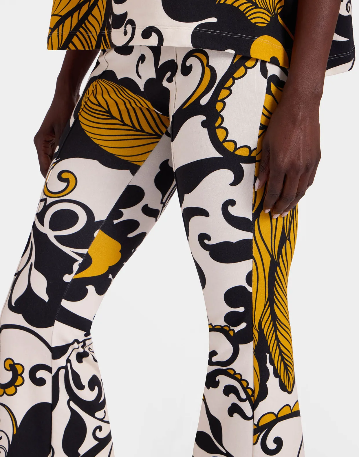 New Meditation PantsMarea Black & White in Stretch Fleece