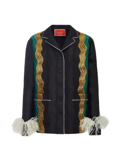 Nile JacketThe Nile Black in Jacquard With Feathers