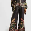 Palazzo PantsBorboni Plac&eacute;e Nero in Twill Silk