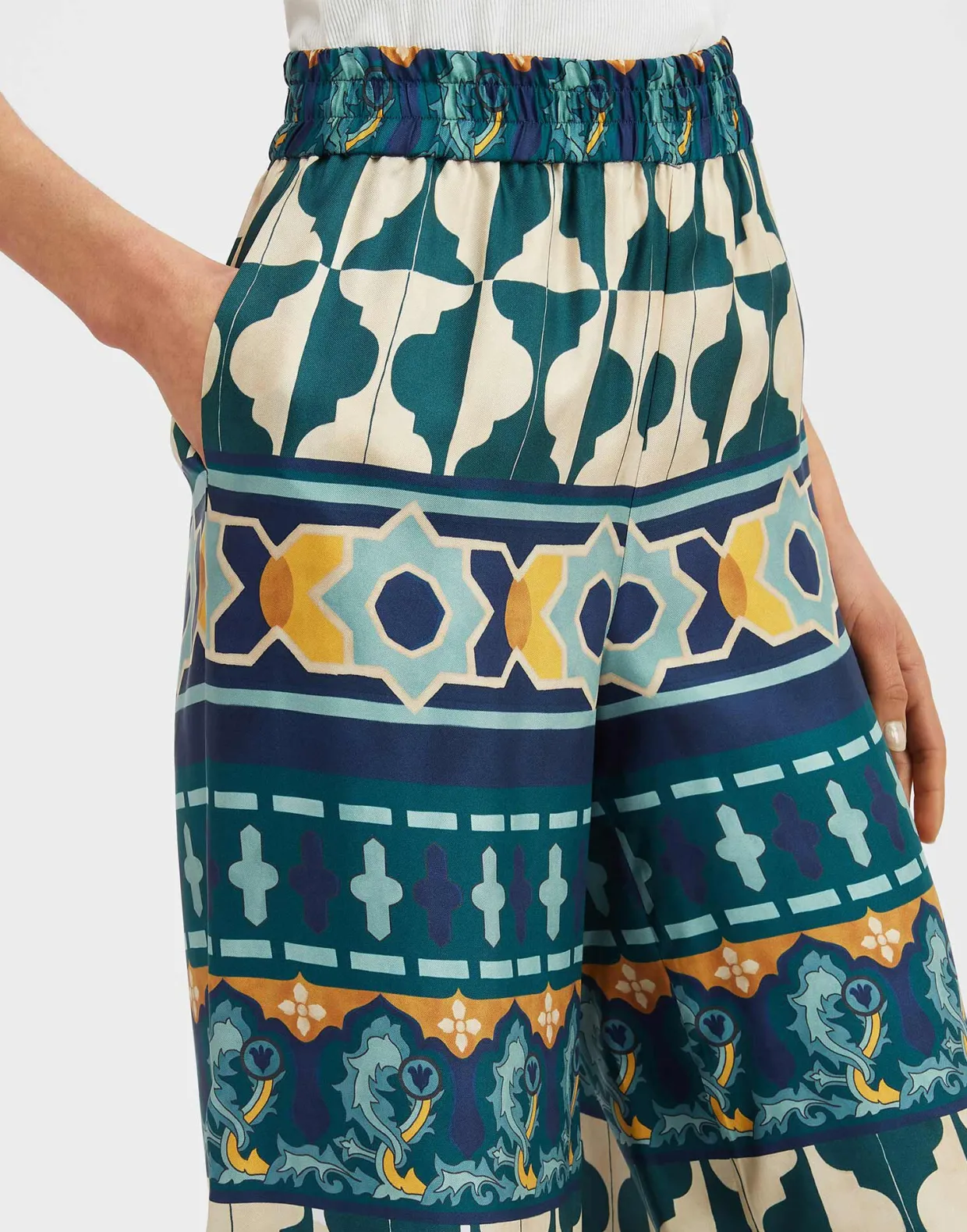 Palazzo PantsCasareale Placèe Emerald in Silk Twill
