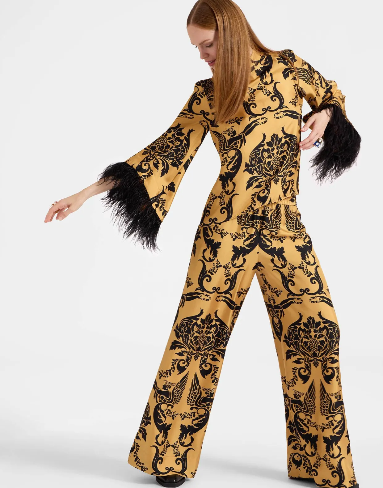 Palazzo PantsCherubs Gold in Silk Twill