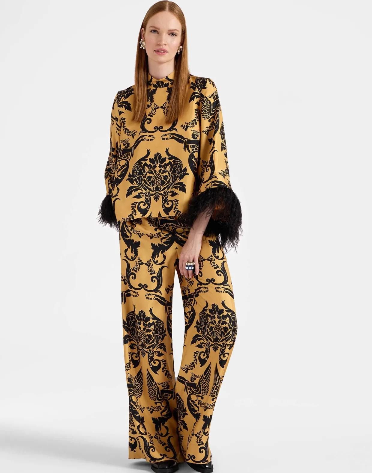 Palazzo PantsCherubs Gold in Silk Twill
