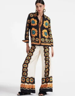 Palazzo PantsDaisychain Plac&eacute;e Orange in Silk Twill