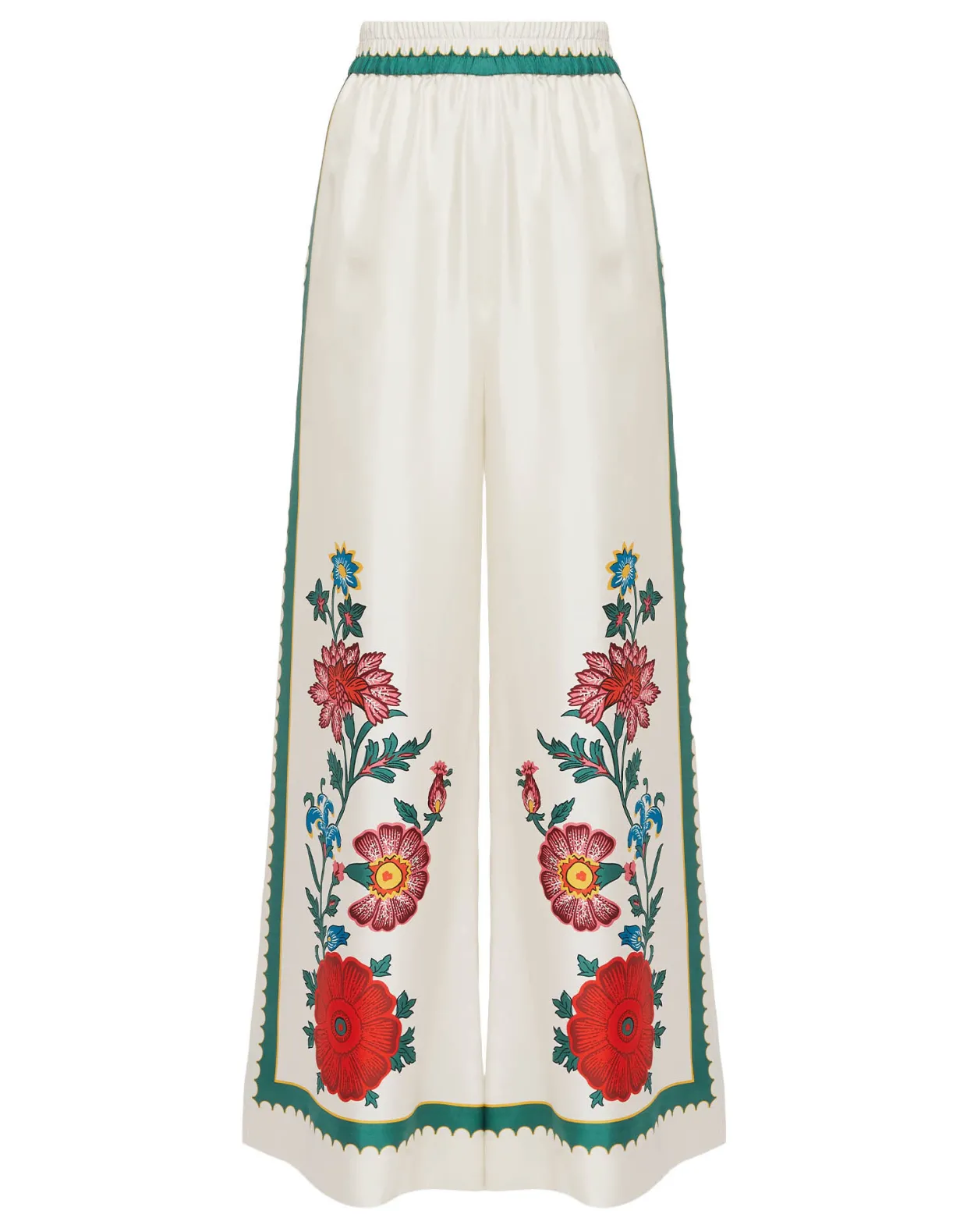 Palazzo PantsDragonflower Placée Multicolor in Silk Twill