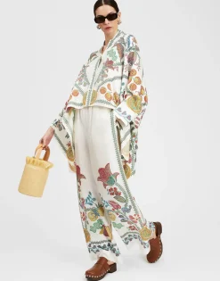Palazzo PantsGrenadilla Plac&eacute;e Off White in Silk Twill