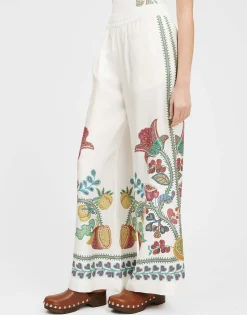 Palazzo PantsGrenadilla Plac&eacute;e Off White in Silk Twill