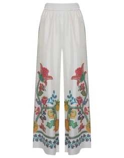 Palazzo PantsGrenadilla Plac&eacute;e Off White in Silk Twill