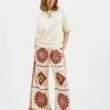 Palazzo PantsMacro Tiles Plac&eacute;e in Twill Silk