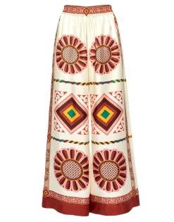 Palazzo PantsMacro Tiles Plac&eacute;e in Twill Silk