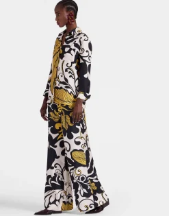 Palazzo PantsMarea Black & White in Silk Twill
