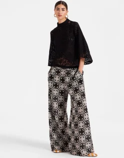 Palazzo PantsMini Tiles Black in Macram&eacute;