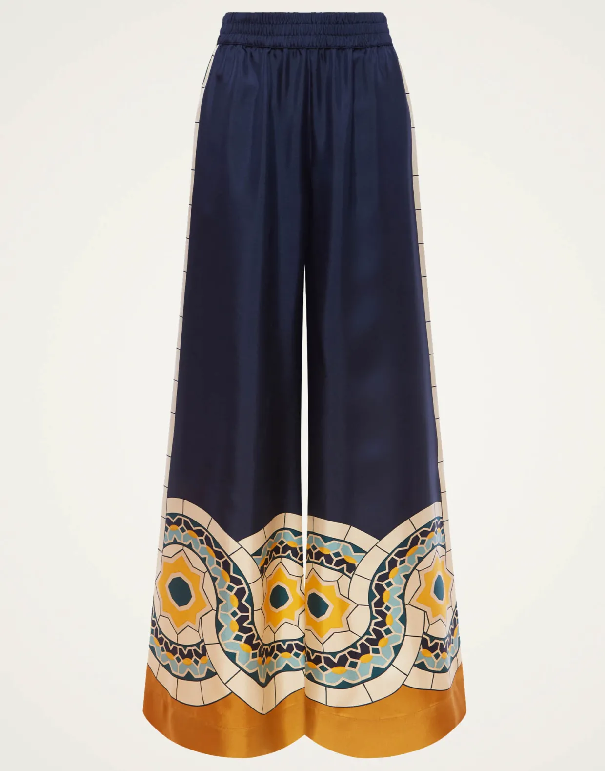 Palazzo PantsMudejar Placée Blue in Silk Twill