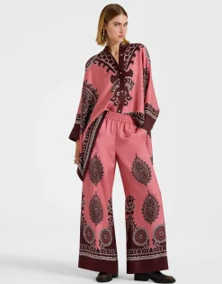 Palazzo PantsOltrarno Placée Pink in Silk Twill