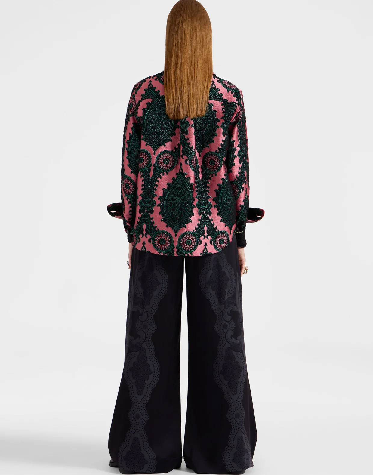 Palazzo PantsPortal Laser Black in Viscose Satin Stretch