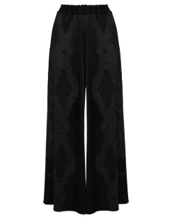 Palazzo PantsPortal Laser Black in Viscose Satin Stretch