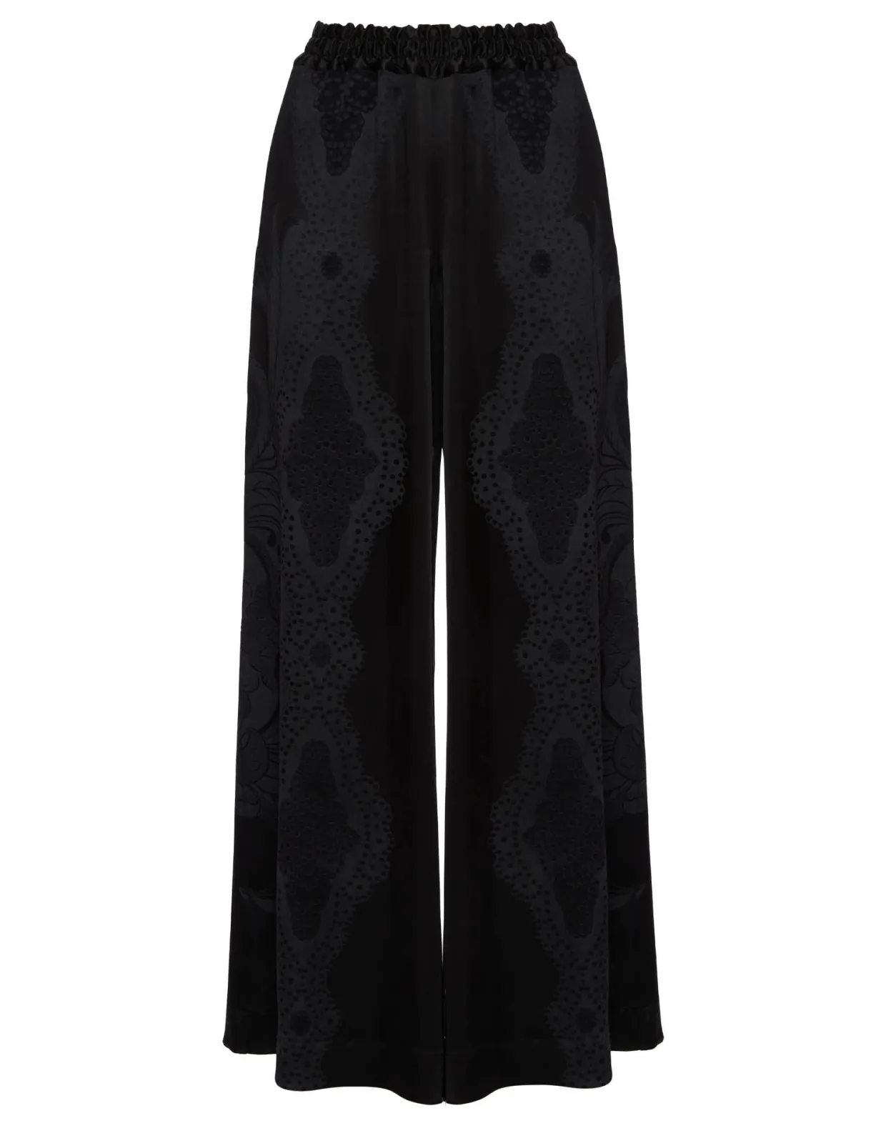 Palazzo PantsPortal Laser Black in Viscose Satin Stretch