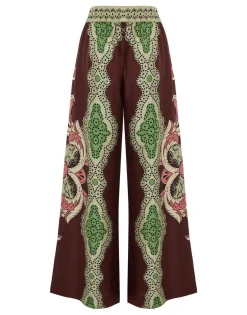 Palazzo PantsPortal Placée Brown in Silk Twill
