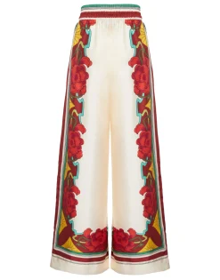 Palazzo PantsTaormina Placée Ivory in Twill Silk