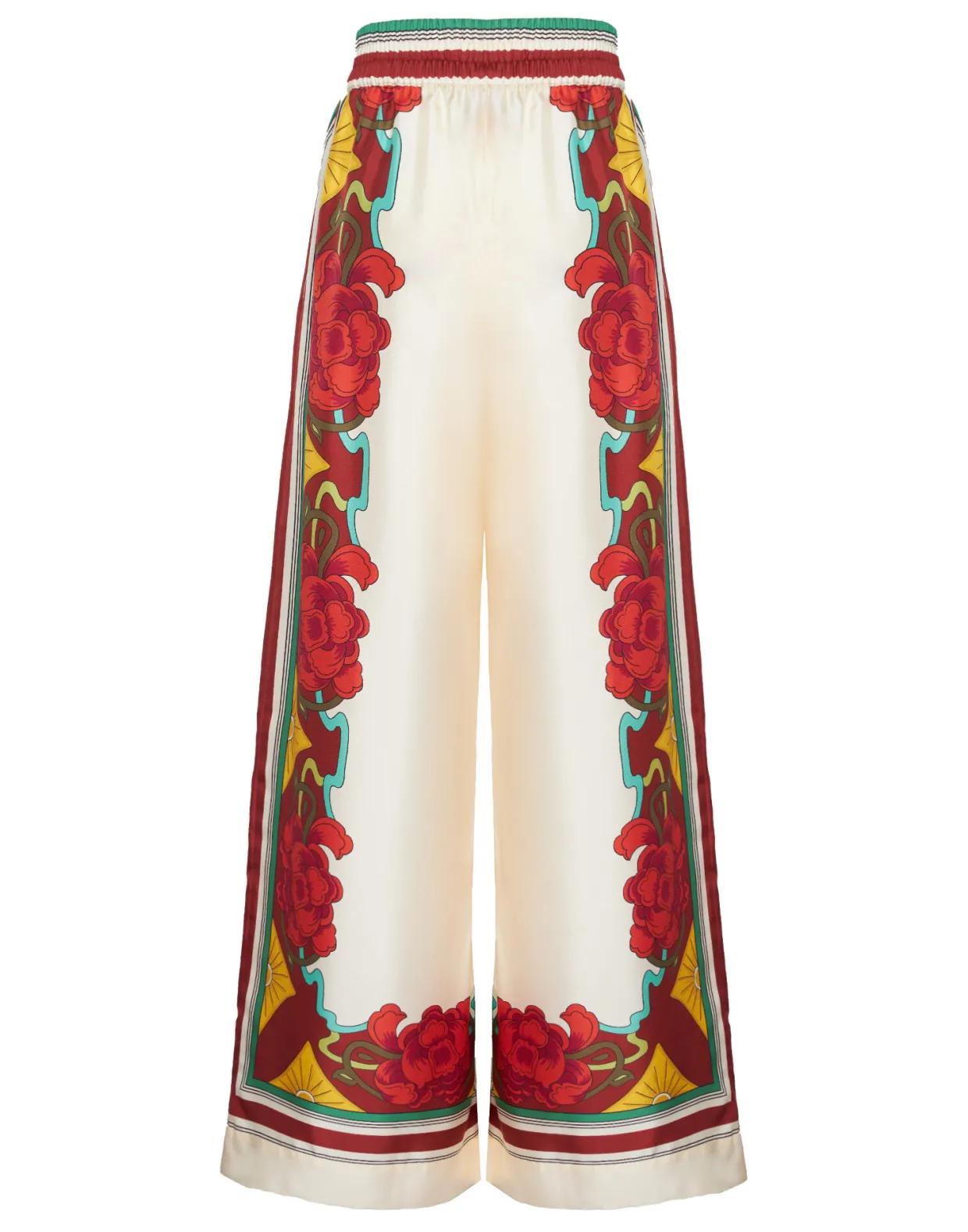Palazzo PantsTaormina Placée Ivory in Twill Silk
