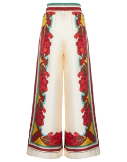 Palazzo PantsTaormina Placée Ivory in Twill Silk