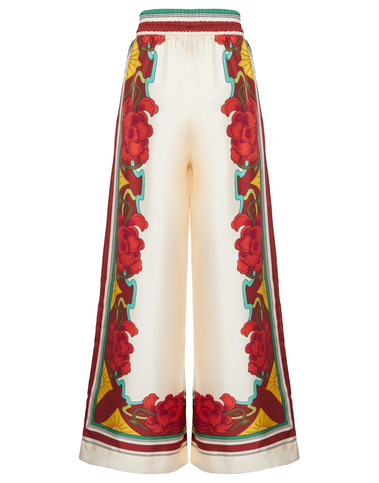 Palazzo PantsTaormina Placée Ivory in Twill Silk