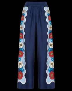 Palazzo PantsWhitsun Plac&eacute;e Blue in Silk Twill