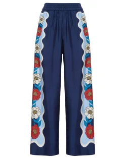 Palazzo PantsWhitsun Plac&eacute;e Blue in Silk Twill