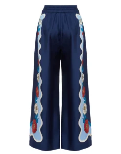 Palazzo PantsWhitsun Plac&eacute;e Blue in Silk Twill