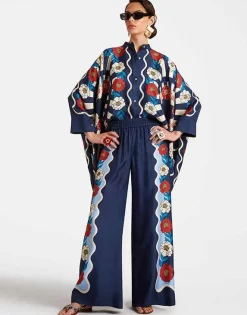 Palazzo PantsWhitsun Plac&eacute;e Blue in Silk Twill