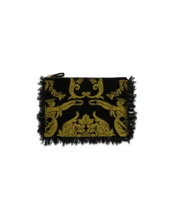 Party PochetteCherubs Black in Jacquard With Feathers