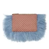 Party PochetteTulip Pale Pink in Jacquard With Feathers
