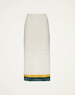 Pencil SkirtClover White in Embroidered Cotton
