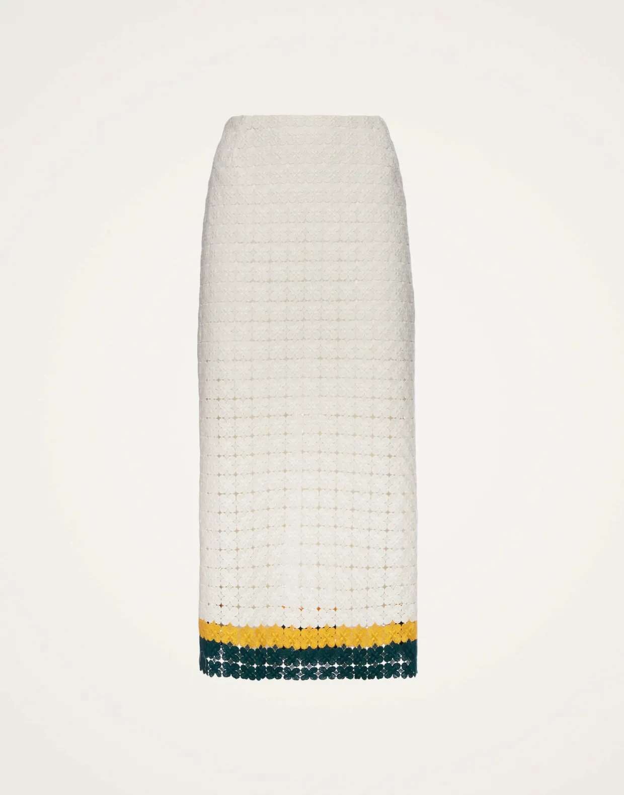 Pencil SkirtClover White in Embroidered Cotton