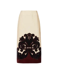 Pencil SkirtCorsini Plac&eacute;e Cream in Cotton Velvet