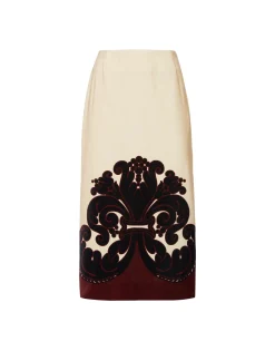 Pencil SkirtCorsini Plac&eacute;e Cream in Cotton Velvet