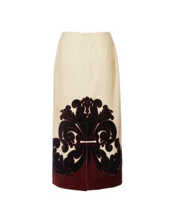 Pencil SkirtCorsini Plac&eacute;e Cream in Cotton Velvet