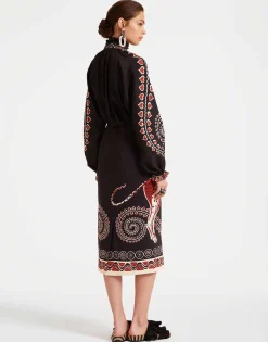 Pencil SkirtGattopardo Plac&eacute;e Black in Envers Satin