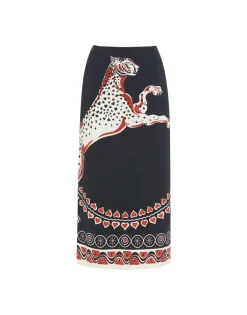 Pencil SkirtGattopardo Plac&eacute;e Black in Envers Satin