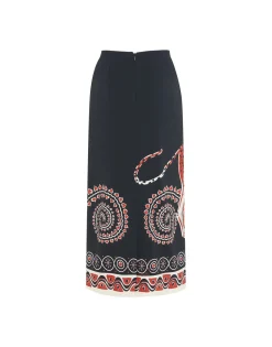 Pencil SkirtGattopardo Plac&eacute;e Black in Envers Satin