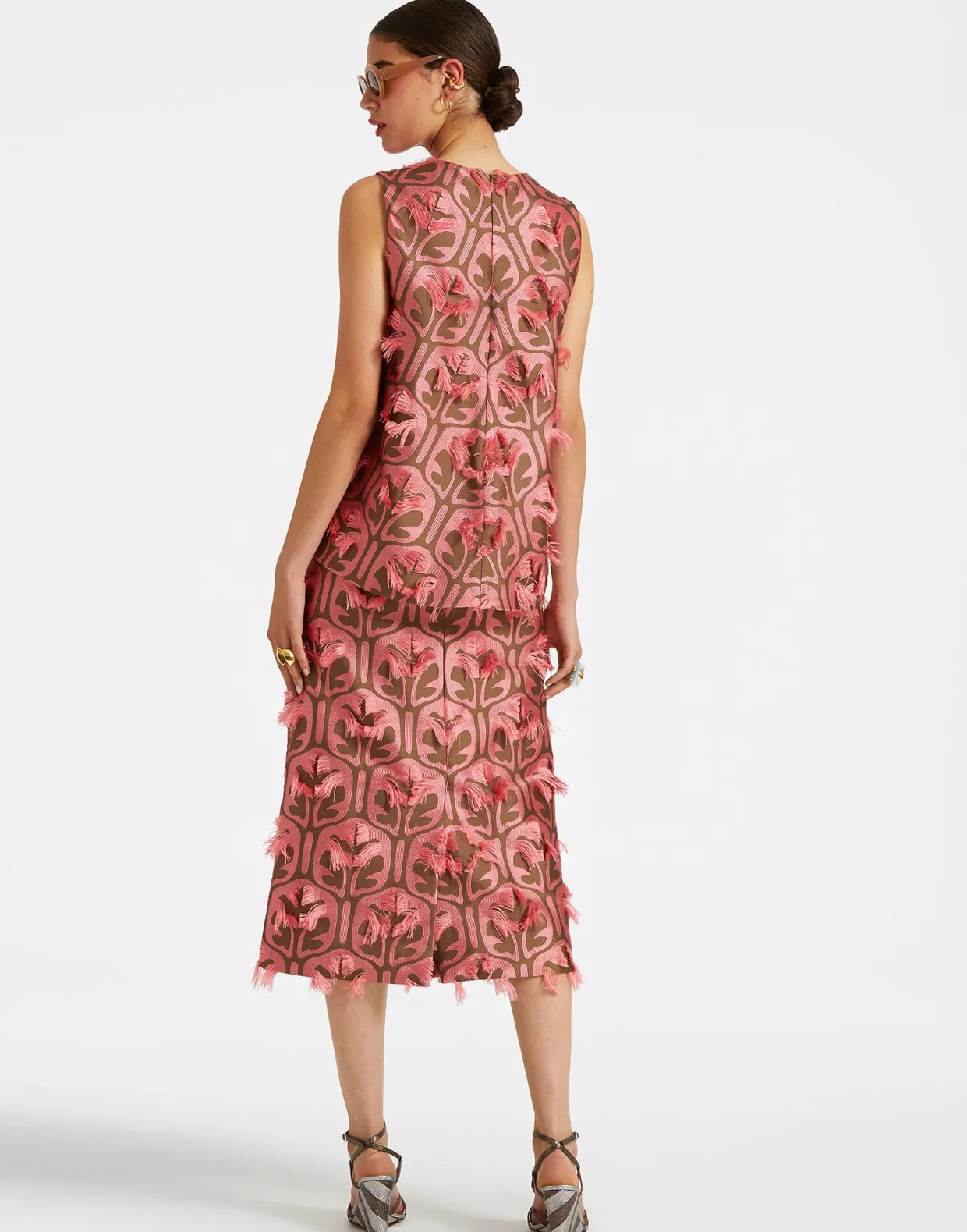Pencil SkirtGrove Kaki/Pink in Jacquard