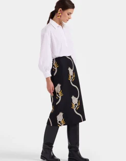 Pencil SkirtMelograno Black & White in Cady Wool
