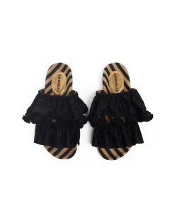 Pimento SlideSolid Black in Viscose & Jute