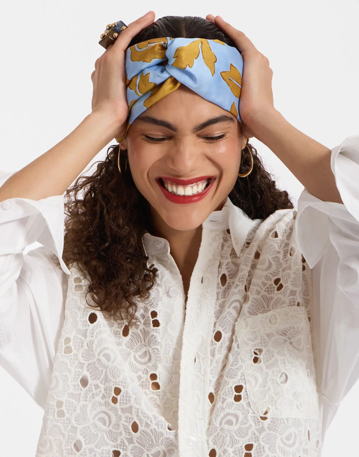 Pinup HeadbandTangle Light Blue in Twill