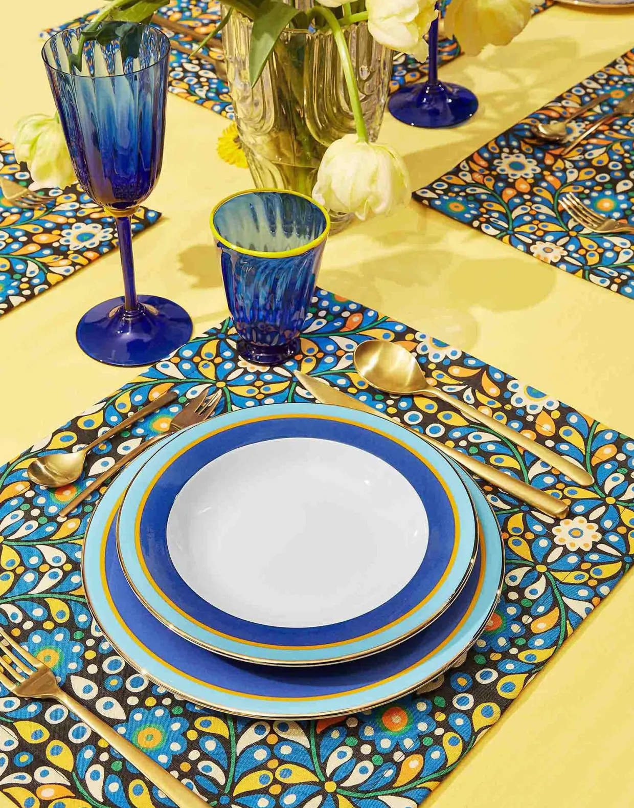 Placemat Set Of 2Confetti Blu in Linen