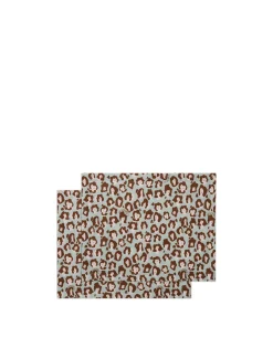 Placemat Set Of 2Lady Leopard Acqua in Linen