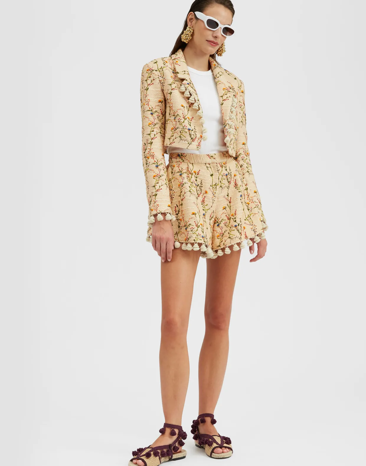 Playa ShortsPrimavera Cream in Tweed With Tassels