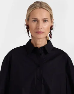 Poet ShirtSolid Black in Cotton Poplin